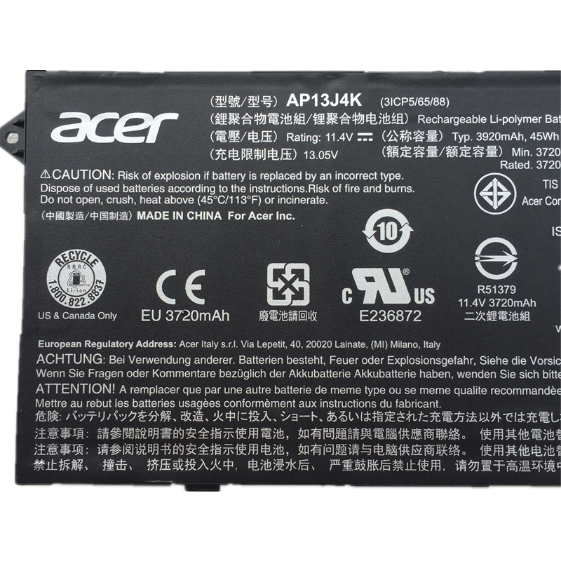 3920mAh 45Wh 3-Cell Acer Chromebook 311 C733T-C8ZG Battery